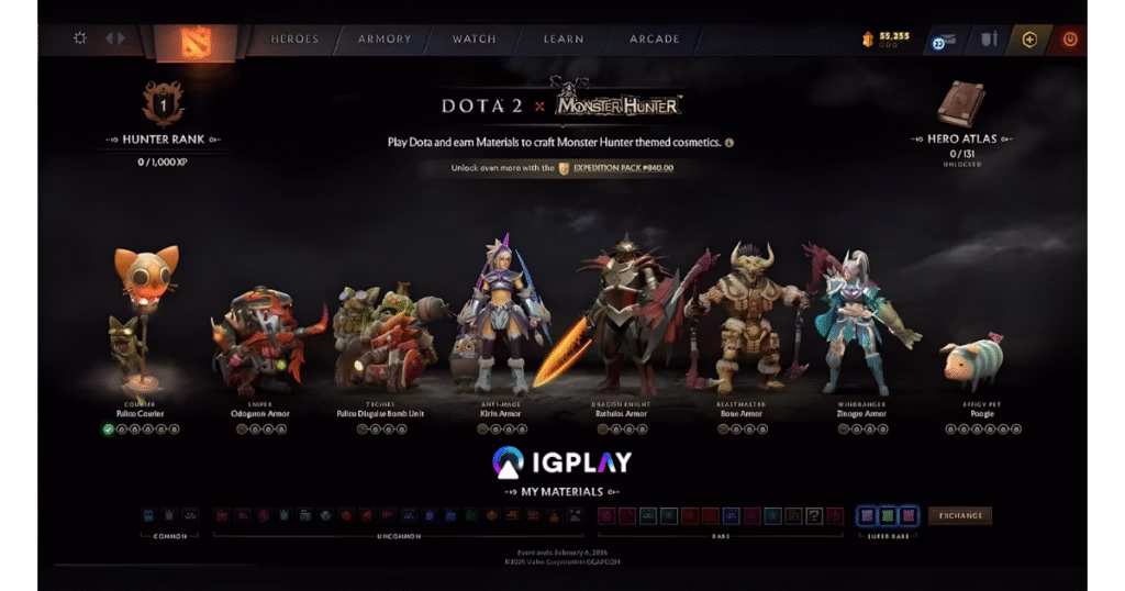 Dota 2 x Monster Hunter Enam Set Armor Bertema Monster Hunter