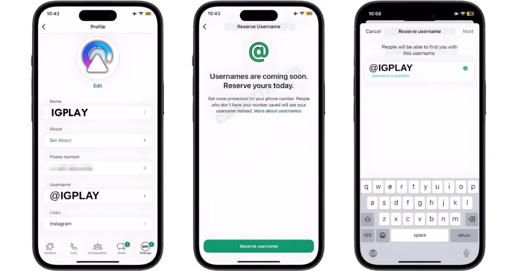 igplay WhatsApp Username bETA