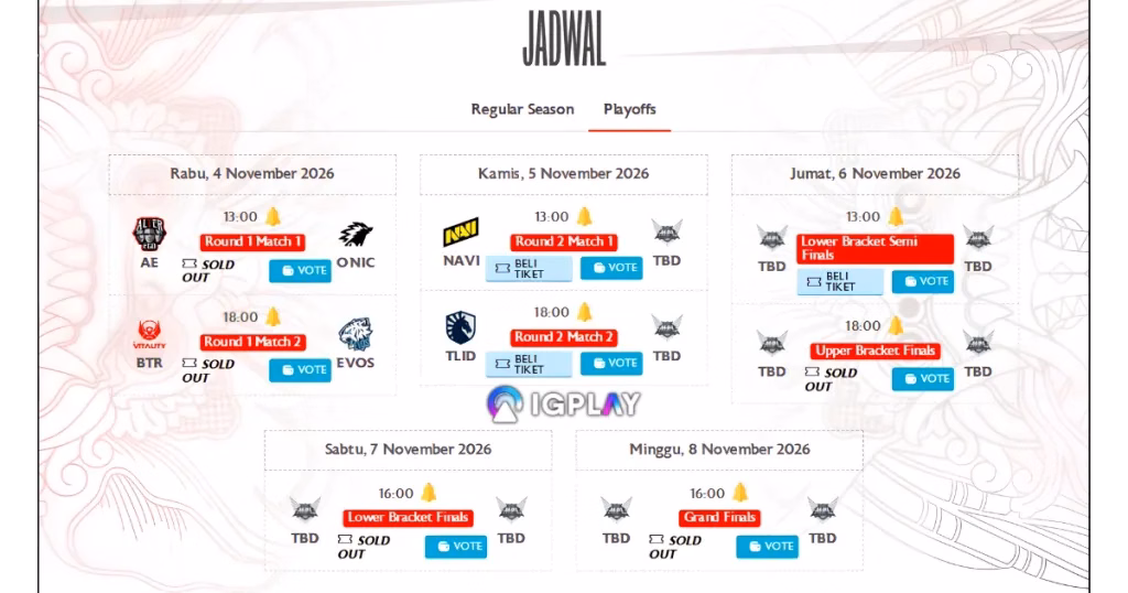 Jadwal Playoff MPL ID S18